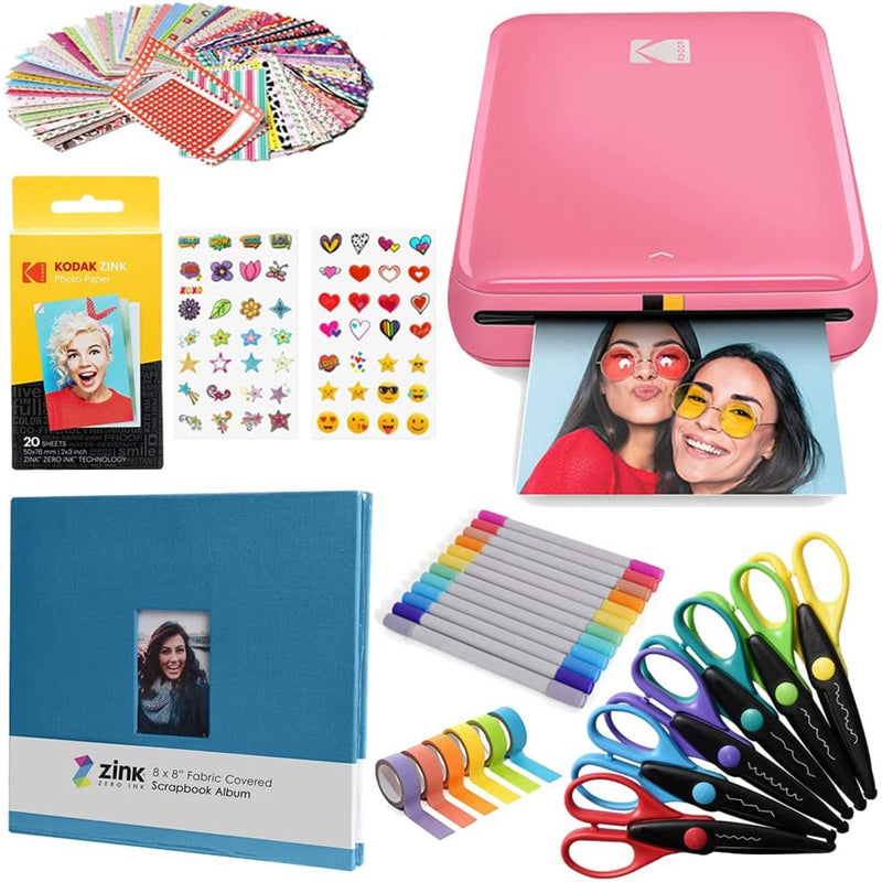 Kodak Step Mobile Instant Photo Printer 2x3" & Scrapbook Bundle for iOS & Android