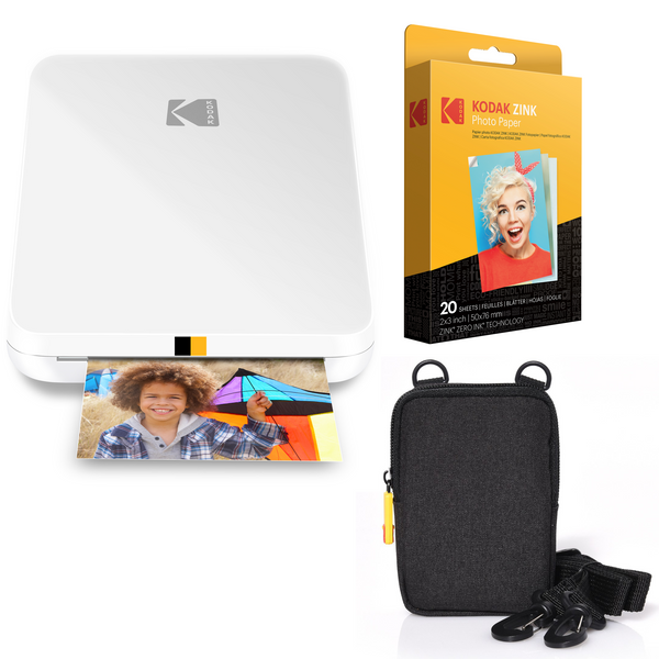 Kodak Step Slim Mobile Instant Photo Printer 2x3" (White) & Zink Photo Paper (20 Sheets) Bundle