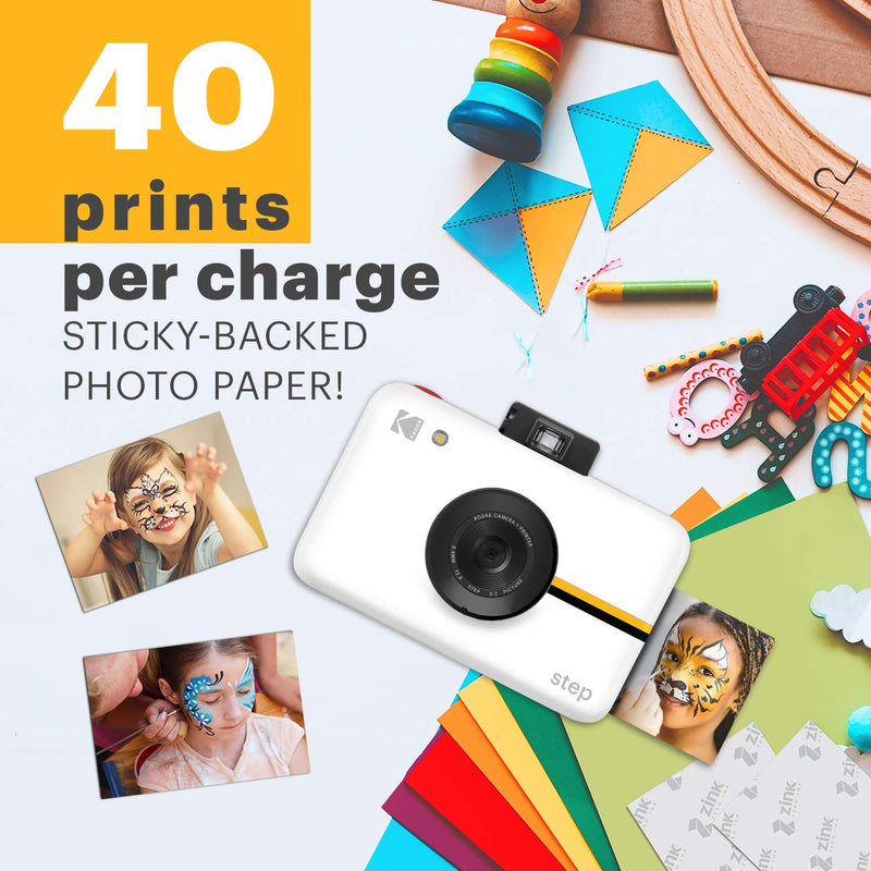 Kodak Step Digital Instant Camera with 10MP Image Sensor, ZINK Zero Ink Technology (White)