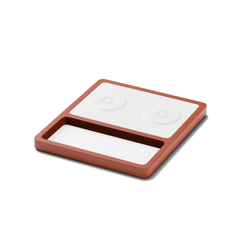 DUO TRAY White - 2-in-1 MagSafe Oak Wireless Charger with USB-C and A Ports Support