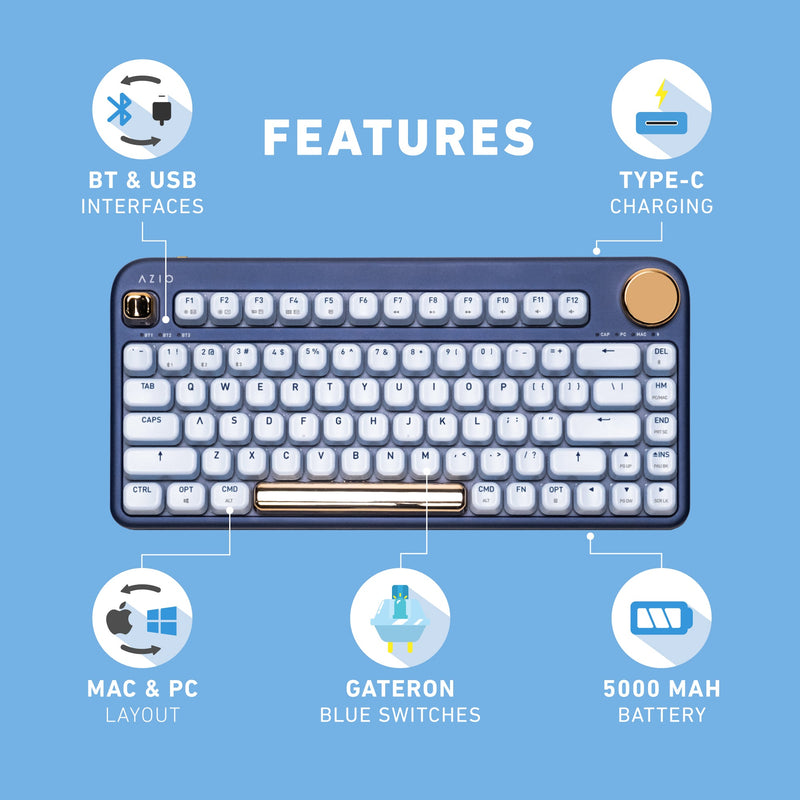 Azio IZO Wireless Keyboard (Blue Switch)