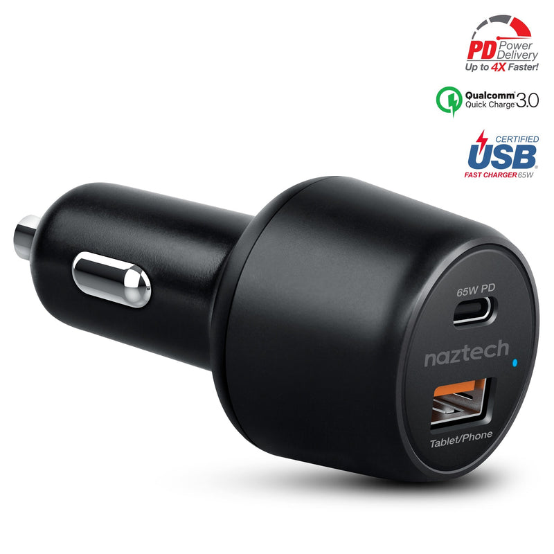 Naztech SpeedMax65 PD65W + QC3 Car Charger Black